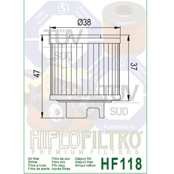 Filtro aceite Hiflofiltro HF118